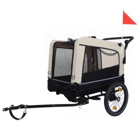 2-in-1 Bike Trailer & Push Cart for Pets - Detachable Bike Hitch & Push Handle Included - All-Terrain Wheels, Quick Release Wheel, Non-Slip Floor