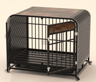Heavy Duty Dog Crate Furniture Wooden Table 33inch Brown (Color: Brown)