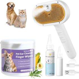 Universal Pet Steam Brush For Cats And Dogs 3-in-1 Spray Hair Removal Comb With Waterless Shampoo And Ear Towel,Tiktok, Amazon, Walmart Banned (Option: Brush Set with Pet Ear Cleaner)